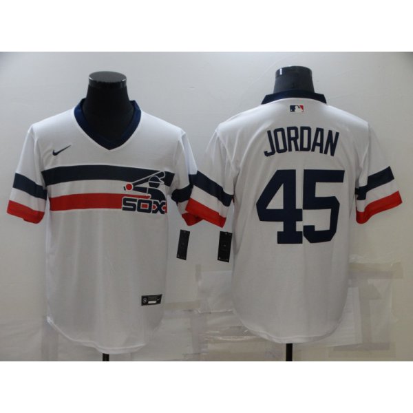 Men's Chicago White Sox #45 Michael Jordan White 2021 Throwback Cool Base Nike Jersey