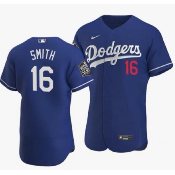 Men's Los Angeles Dodgers #16 Will Smith Blue 2020 World Series Authentic Flex Nike Jersey