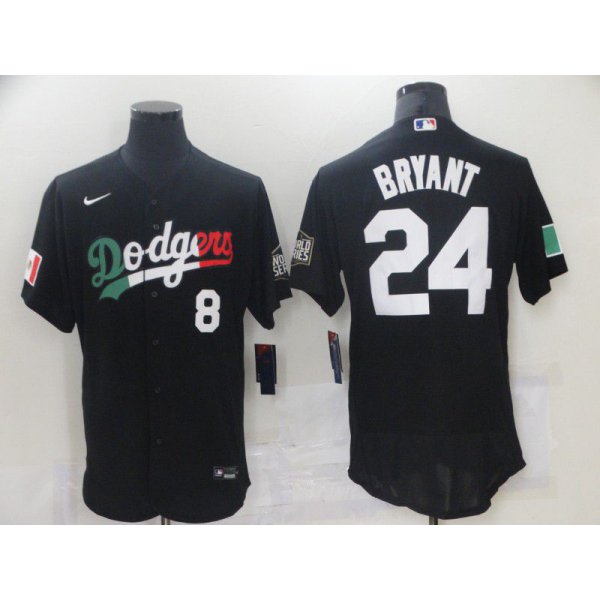 Men's Los Angeles Dodgers #8 #24 Kobe Bryant Black Mexico 2020 World Series Flex Base Nike Jersey