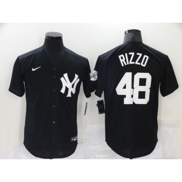 Men's New York Yankees #48 Anthony Rizzo Black Stitched MLB Nike Cool Base Throwback Jersey