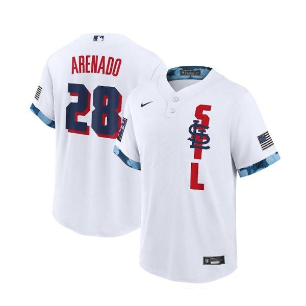 Men's St. Louis Cardinals #28 Nolan Arenado 2021 White All-Star Cool Base Stitched MLB Jersey