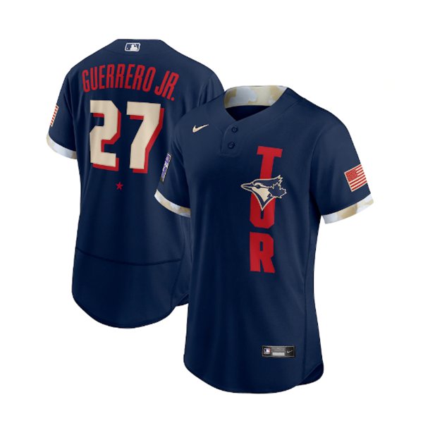 Men's Toronto Blue Jays #27 Vladimir Guerrero Jr. 2021 Navy All-Star Flex Base Stitched MLB Jersey