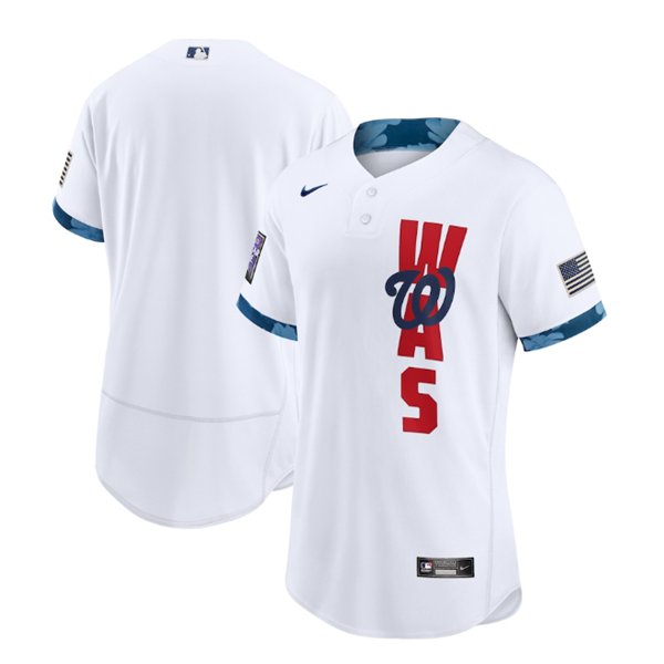 Men's Washington Nationals Blank 2021 White All-Star Flex Base Stitched MLB Jersey
