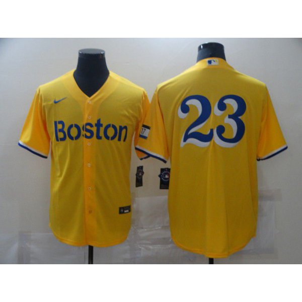 Men Boston Red Sox 23 No name Yellow Game 2021 Nike MLB Jerseys