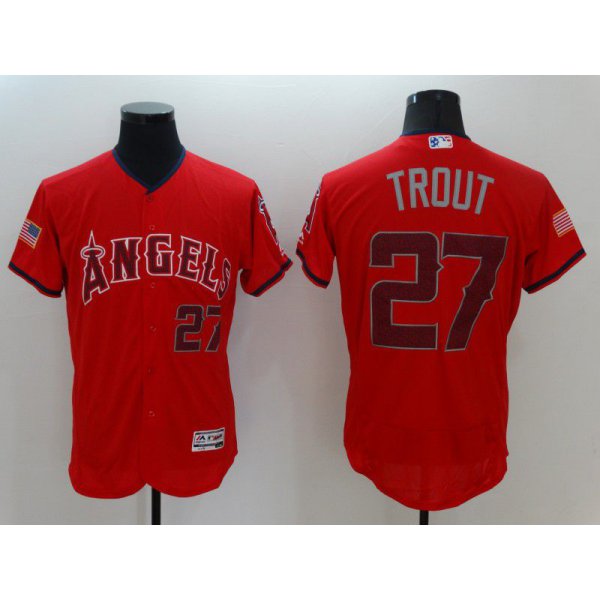 Men Los Angeles Angels 27 Trout Red Elite 2021 MLB Jersey