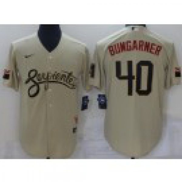 Men's Arizona Diamondback #40 Madison Bumgarner Gold 2021 City Connect Stitched MLB Cool Base Nike Jersey