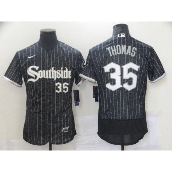 Men's Chicago White Sox #35 Frank Thomas Black 2021 City Connect Stitched MLB Flex Base Nike Jersey