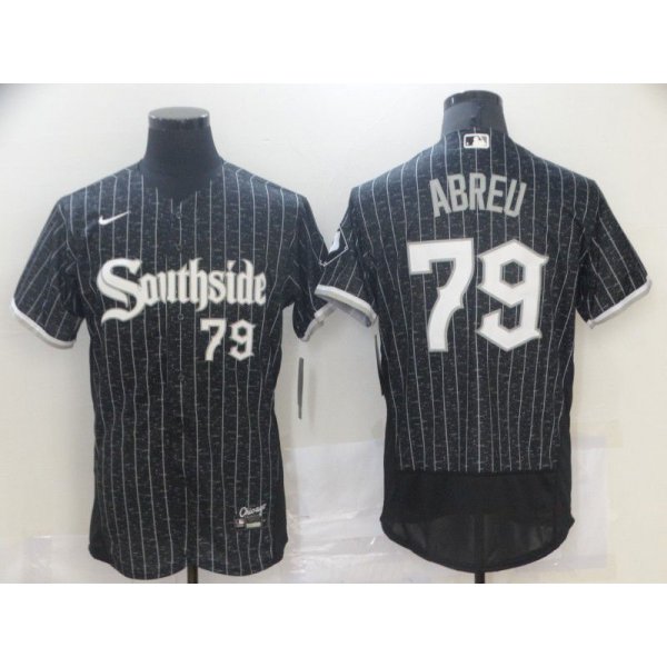 Men's Chicago White Sox #79 Jose Abreu Black 2021 City Connect Stitched MLB Flex Base Nike Jersey