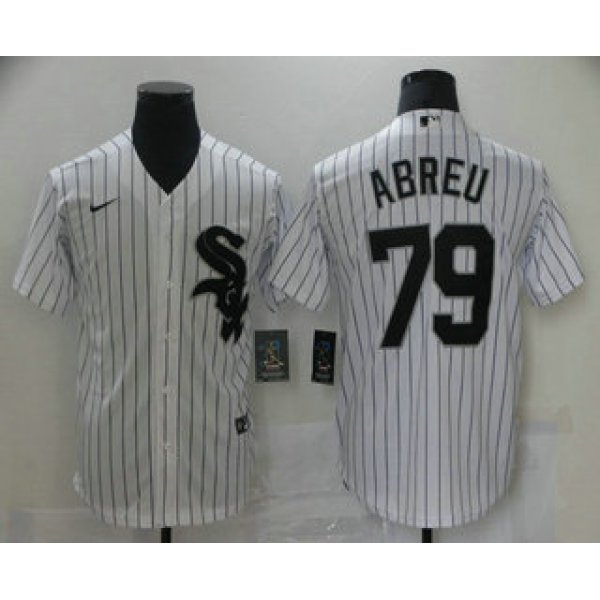 Men's Chicago White Sox #79 Jose Abreu White Pinstripe Stitched MLB Cool Base Nike Jersey