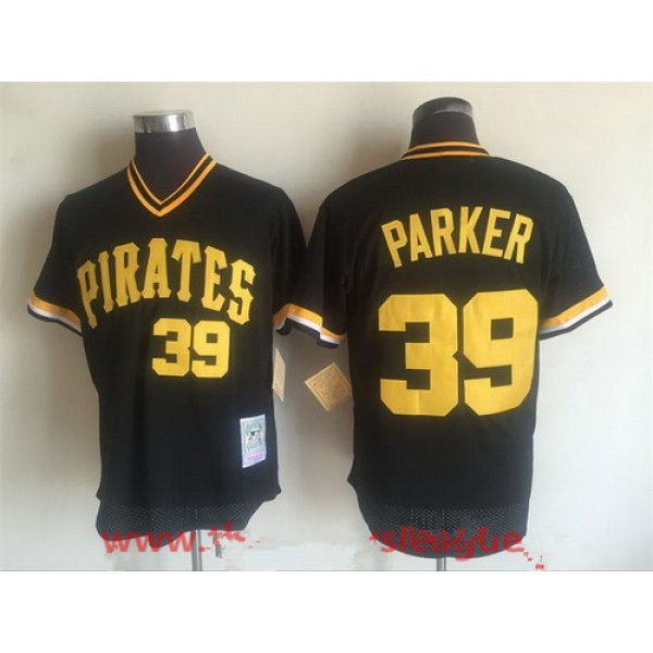 Men's Pittsburgh Pirates #39 Dave Parker Black Mesh Batting Practice Throwback Jersey By Mitchell & Ness
