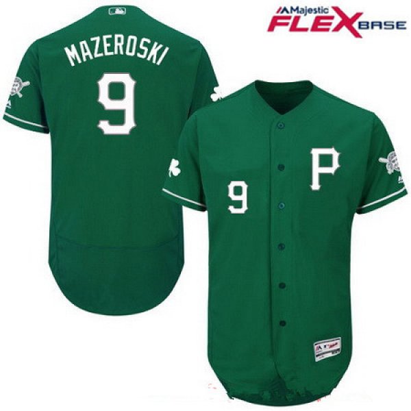 Men's Pittsburgh Pirates #9 Bill Mazeroski Green St. Patrick's Day Stitched MLB 2016 Majestic Flex Base Jersey