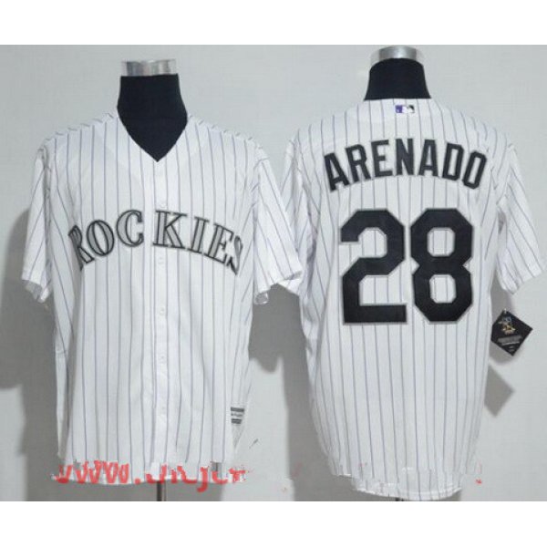 Men's Colorado Rockies #28 Nolan Arenado White Home Stitched MLB Majestic Cool Base Jersey