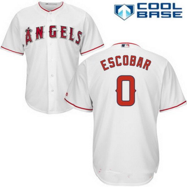 Men's Los Angeles Angels of Anaheim #0 Yunel Escobar White Home Stitched MLB Majestic Cool Base Jersey