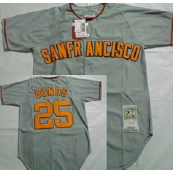 San Francisco Giants #25 Barry Bonds 2003 Gray Throwback Jersey