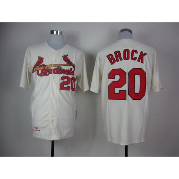 St. Louis Cardinals #20 Lou Brock 1967 Cream Throwback Jersey