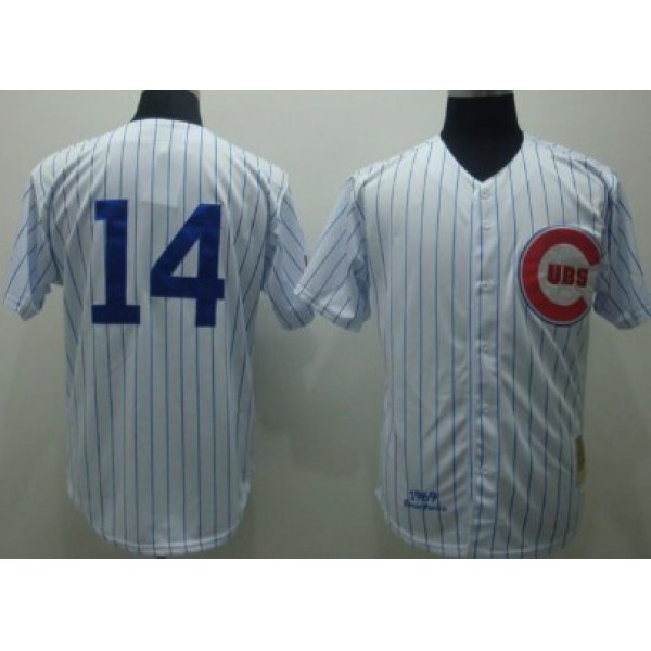 Chicago Cubs #14 Ernie Banks 1969 White Throwback Jersey