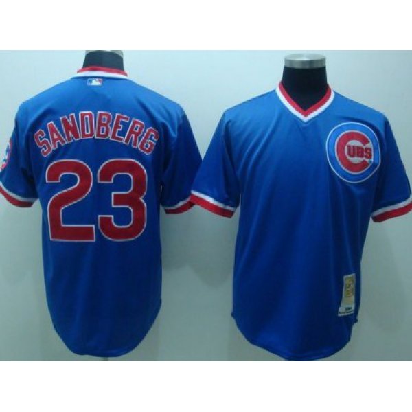 Chicago Cubs #23 Ryne Sandberg 1984 Blue Throwback Jersey