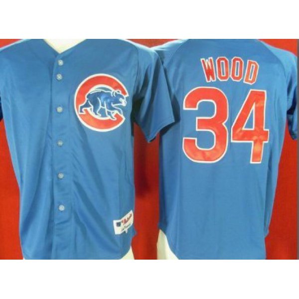 Chicago Cubs #34 Kerry Wood Blue Jersey