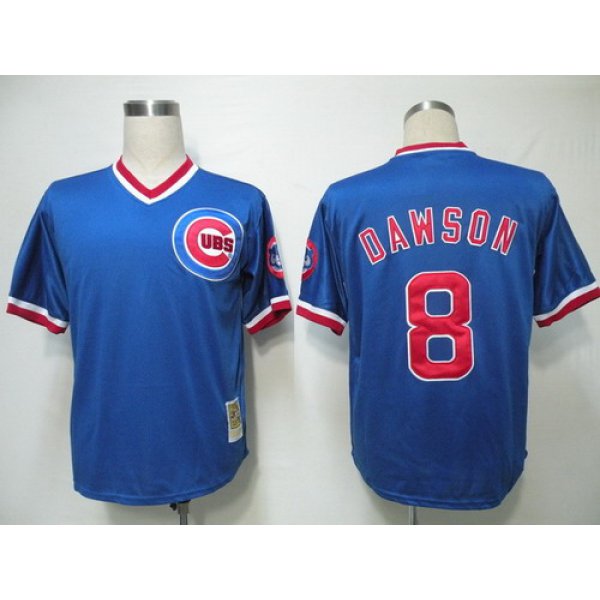 Chicago Cubs #8 Andre Dawson 1988 Blue Throwback Jersey