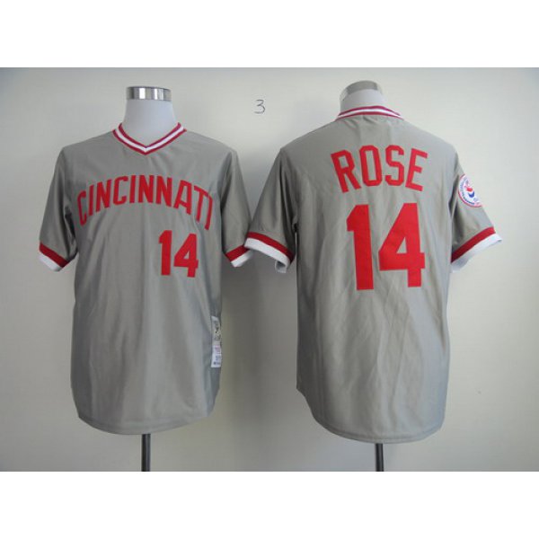Cincinnati Reds #14 Pete Rose 1976 Gray Throwback Jersey
