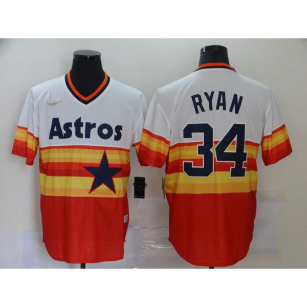 Men Houston Astros 34 Ryan Orange Game 2021 Nike MLB Jersey