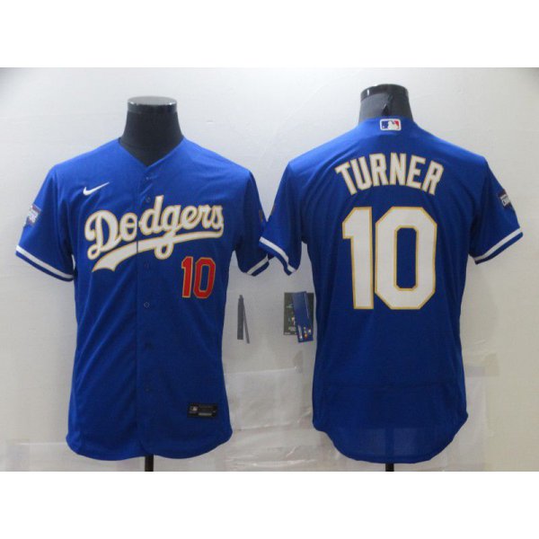 Men Los Angeles Dodgers 10 Turner Blue Elite 2021 Nike MLB Jersey