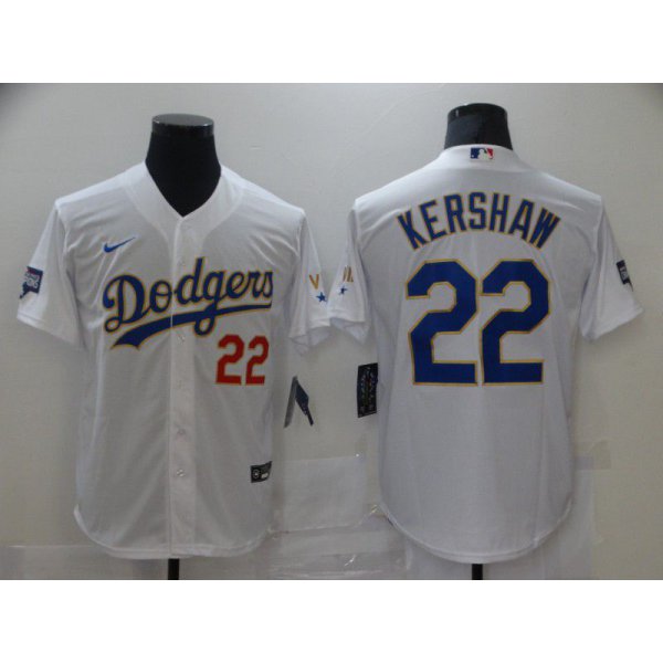 Men Los Angeles Dodgers 22 Kershaw White Game 2021 Nike MLB Jersey