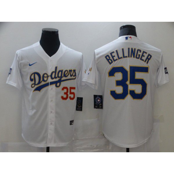 Men Los Angeles Dodgers 35 Bellinger White Game 2021 Nike MLB Jerseys