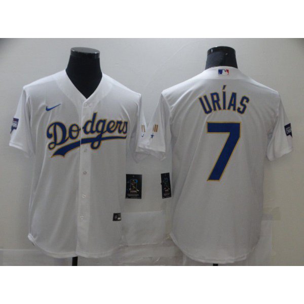 Men Los Angeles Dodgers 7 Urias White Game 2021 Nike MLB Jersey1