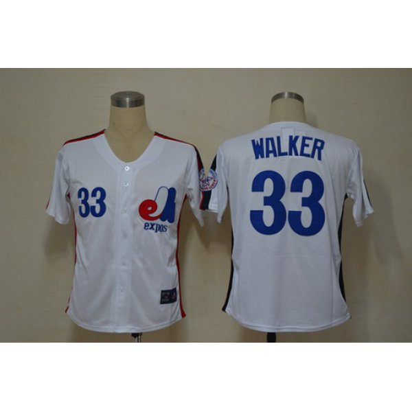 Montreal Expos #33 Larry Walker 1982 White Throwback Jersey