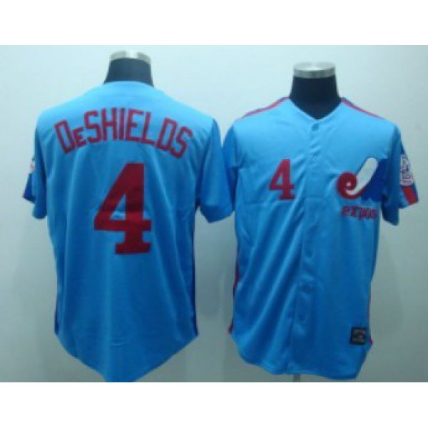 Montreal Expos #4 Delino DeShields 1982 Blue Throwback Jersey