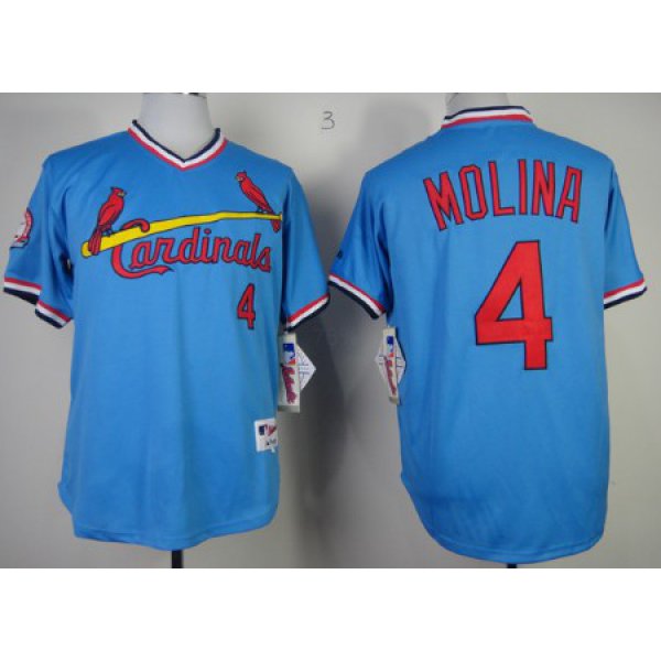 St. Louis Cardinals #4 Yadier Molina 1982 Light Blue Pullover Jersey