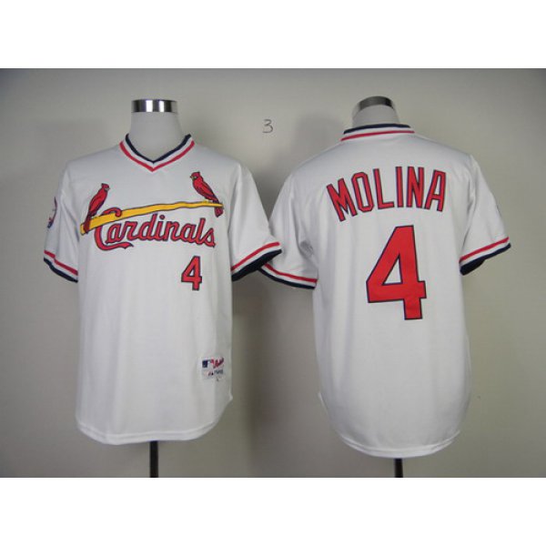 St. Louis Cardinals #4 Yadier Molina 1982 White Pullover Jersey