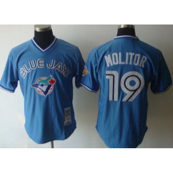 Toronto Blue Jays #19 Paul Molitor 1993 Light Blue Throwback Jersey