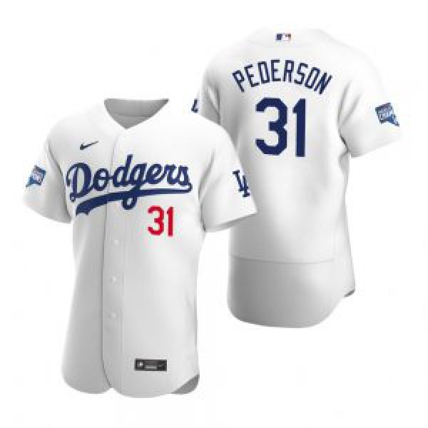 Los Angeles Dodgers #31 Joc Pederson White 2020 World Series Champions Jersey