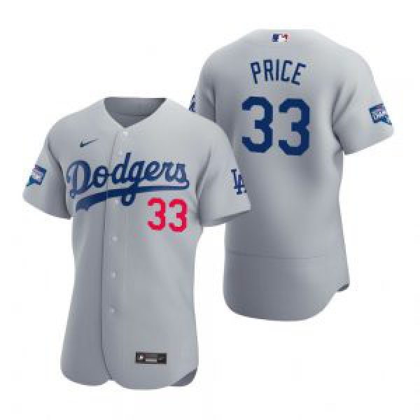 Los Angeles Dodgers #33 David Price Gray 2020 World Series Champions Jersey