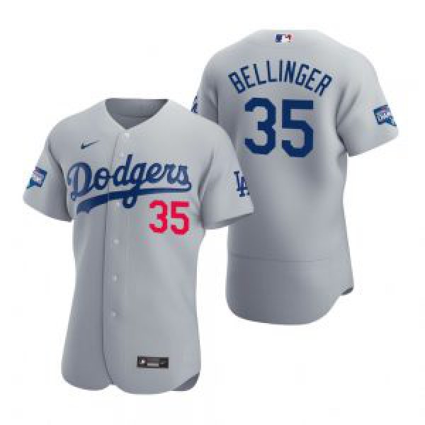 Los Angeles Dodgers #35 Cody Bellinger Gray 2020 World Series Champions Jersey