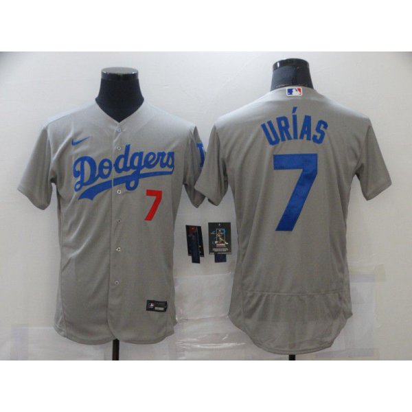 Men Los Angeles Dodgers 7 Urias Grey Elite Nike MLB Jerseys