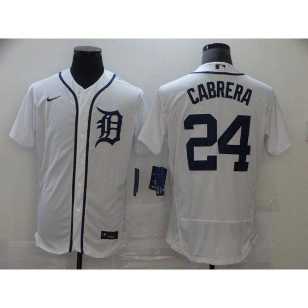 Men's Detroit Tigers #24 Miguel Cabrera White Stitched MLB Flex Base Nike Jersey