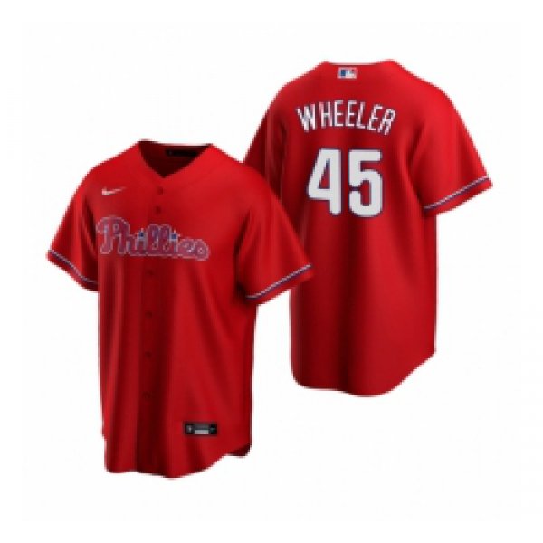 Mens Nike Philadelphia Phillies 45 Zack Wheeler Red Alternate Stitched Baseball Jersey