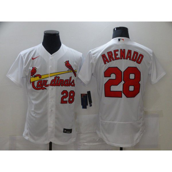 Men's St. Louis Cardinals #28 Nolan Arenado White Stitched MLB Flex Base Nike Jersey