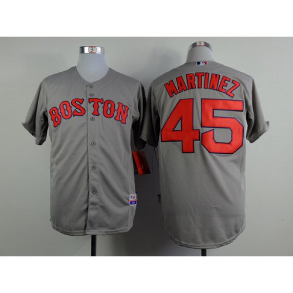 Boston Red Sox #45 Pedro Martinez Gray Cool Base Jersey