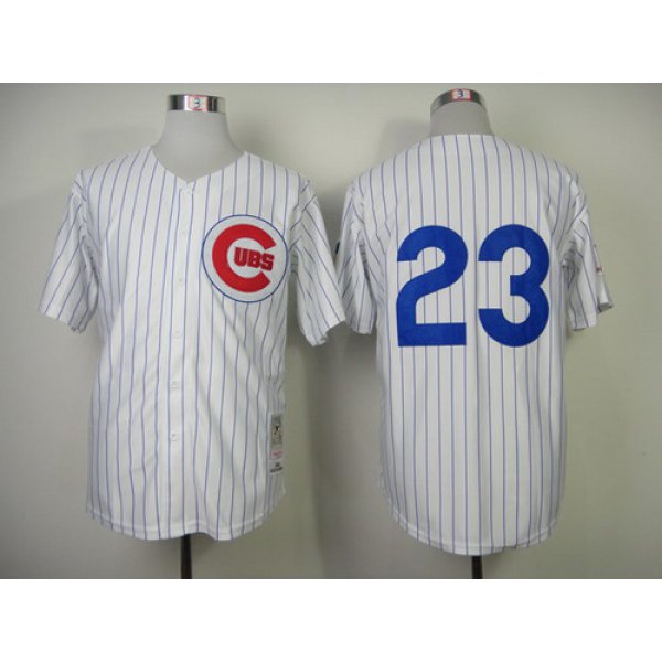 Chicago Cubs #23 Ryne Sandberg 1984 White Button Throwback Jersey