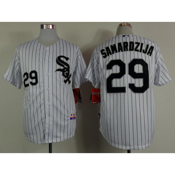 Chicago White Sox #29 Jeff Samardzija White With Black Pinstripe Jersey