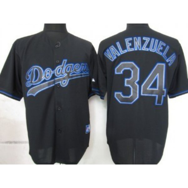 Los Angeles Dodgers #34 Fernando Valenzuela Black Fashion Jersey