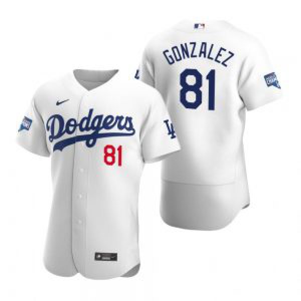 Los Angeles Dodgers #81 Victor Gonzalez White 2020 World Series Champions Jersey