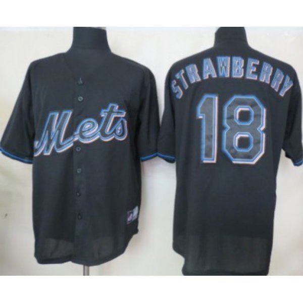 New York Mets #18 Darryl Strawberry Black Fashion Jersey