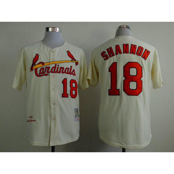 St. Louis Cardinals #18 Mike Shannon 1964 Cream Throwback Jersey