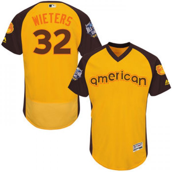 Matt Wieters Gold 2016 All-Star Jersey - Men's American League Baltimore Orioles #32 Flex Base Majestic MLB Collection Jersey