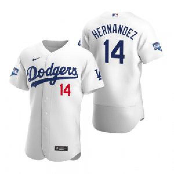 Los Angeles Dodgers #14 Enrique Hernandez White 2020 World Series Champions Jersey